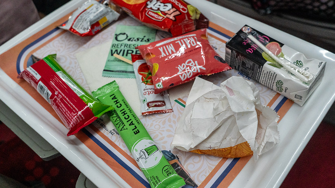 Dinner on the Train. Later, we were served tomato soup and ice cream