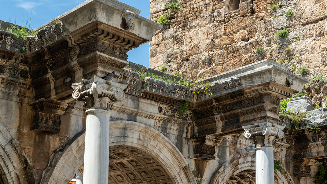 The marble gate was built after Emperor Hadrian's visit to Antalya in the year 130
