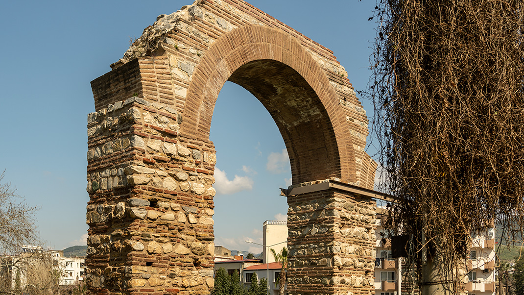 On the way to the Basilica. Aqueduct Ruins