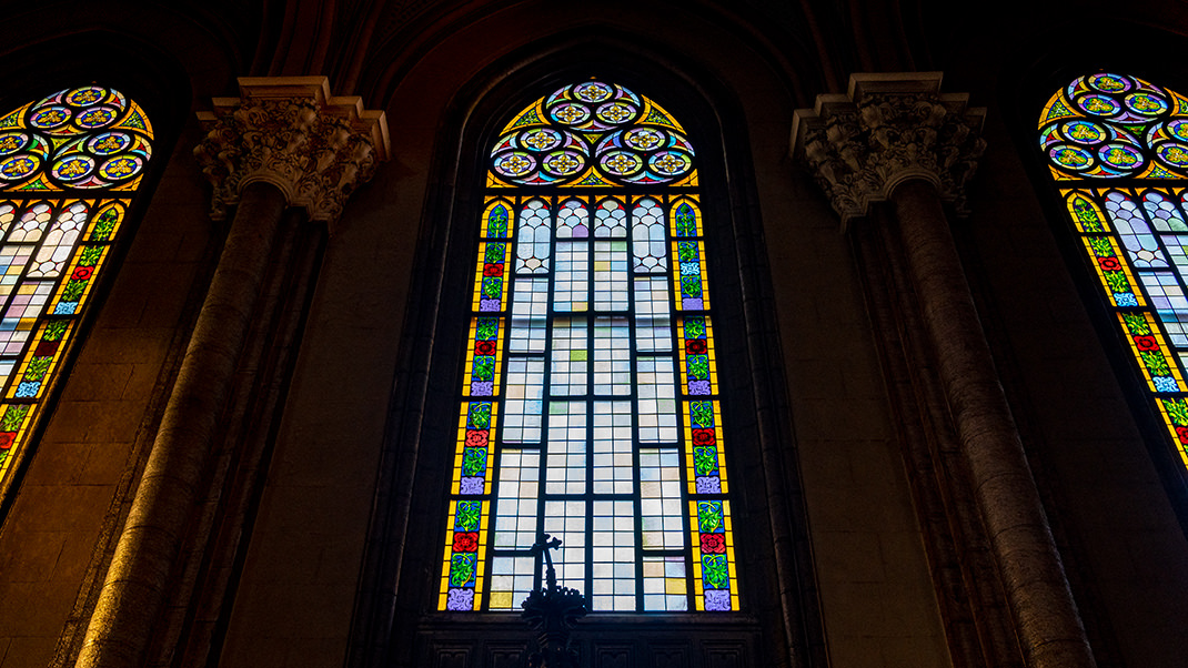 Bright stained glasses windows