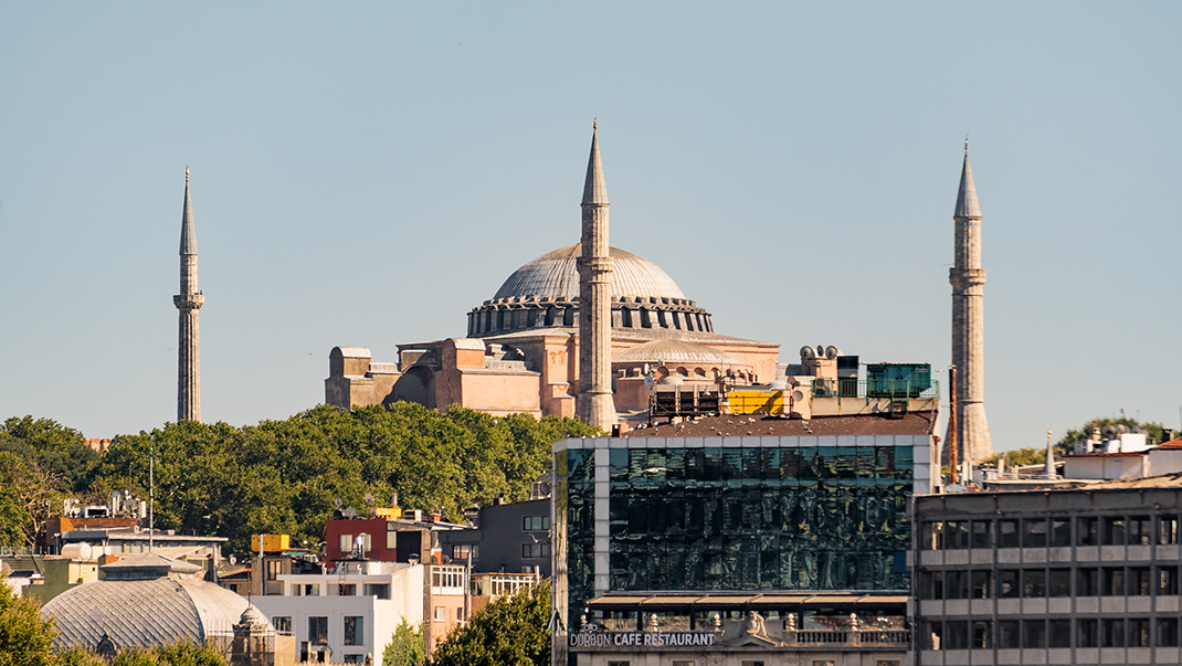 From here you can clearly see the famous Hagia Sophia