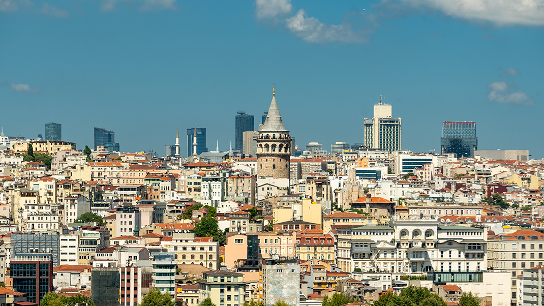 The Galata Tower is visible from many points in the city
