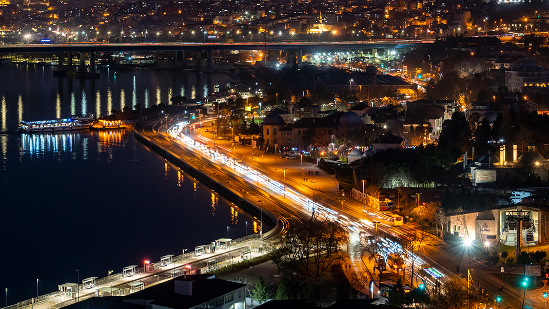 At the observation deck during nighttime