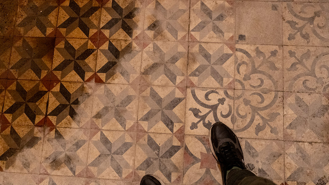 The floor tiles