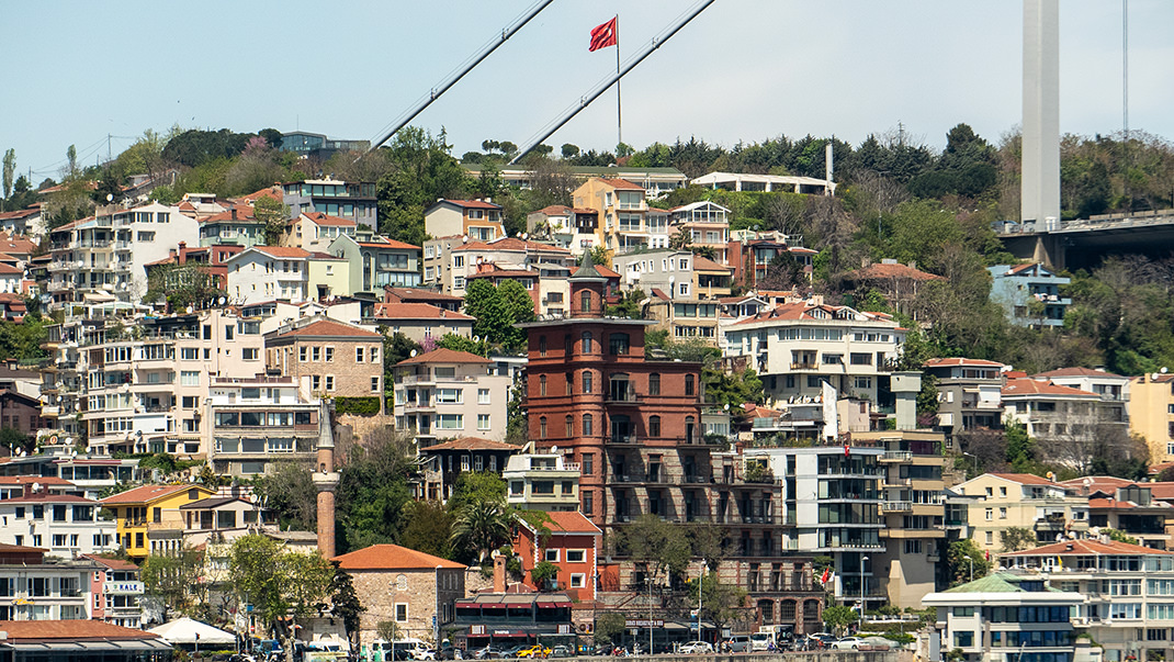 The mansion in the center of the frame is called the `Haunted House`