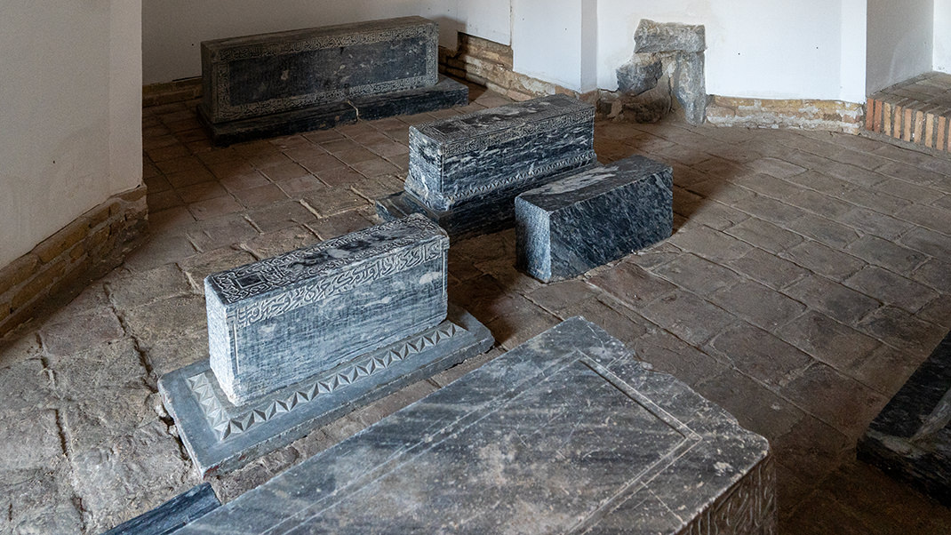 Tombstones in one of the rooms of the mausoleum