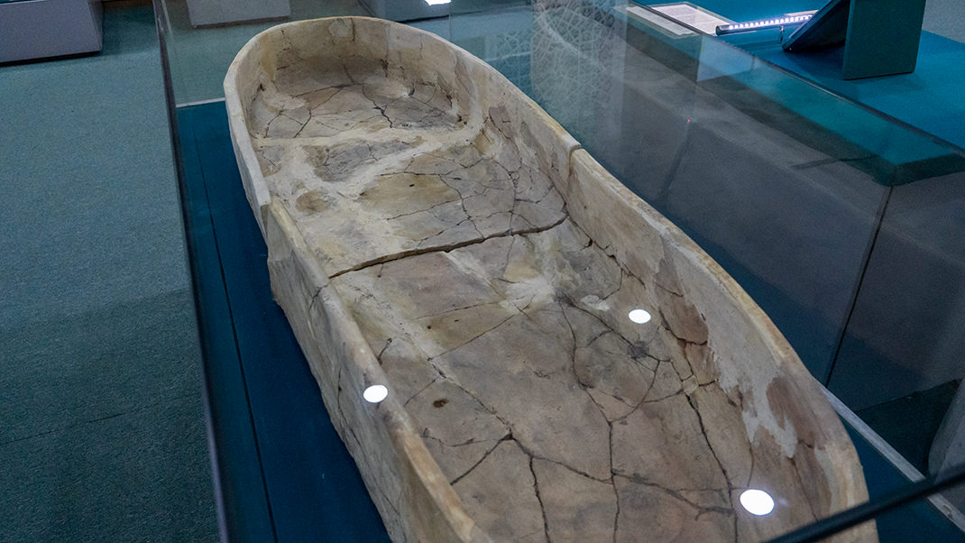 Ceramic sarcophagus. Exhibit dating back around 2,000 years