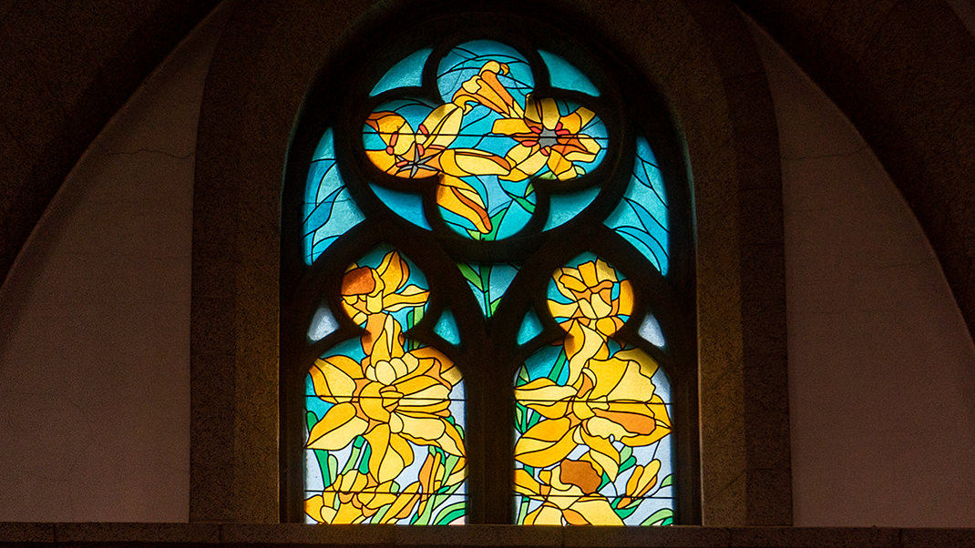 View of the stained glass windows