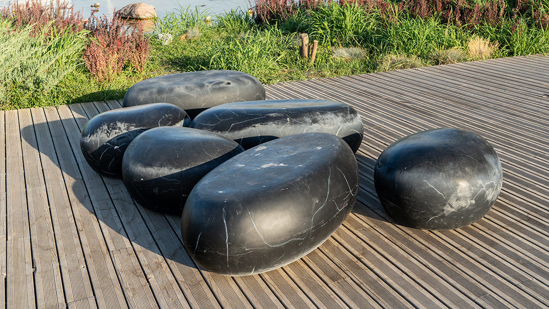 Rest area with large rocks